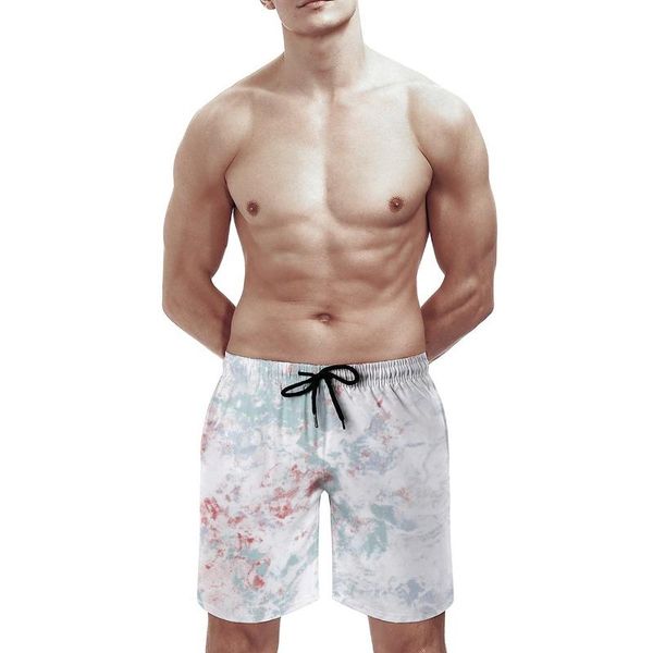 light color marble texture print men's cool beach shorts summer swim trunks quick dry mesh lining board with pockets, White;black
light color marble texture print men's cool beach shorts summer swim trunks quick dry mesh lining board with pockets, White;black