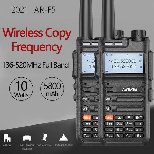 walkie talkie 2pcs abbree ar-f5 wireless copy frequency uv full band 10w high power 5800mah outdoor two way radio
walkie talkie 2pcs abbree ar-f5 wireless copy frequency uv full band 10w high power 5800mah outdoor two way radio