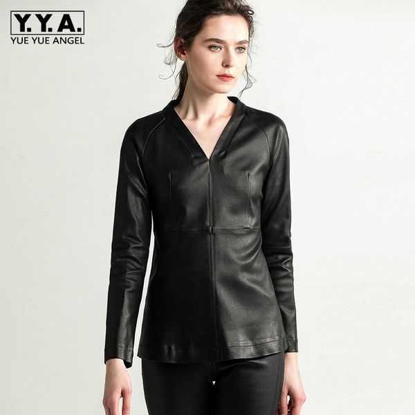 women's leather & faux fashion elegant womens genuine short slim stretch v-neck casual jackets natural sheepskin pullover zippers thin, Black
women's leather & faux fashion elegant womens genuine short slim stretch v-neck casual jackets natural sheepskin pullover zippers thin, Black