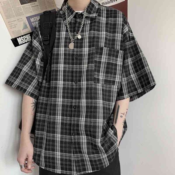 men's casual shirts summer cotton plaid fashion retro men streetwear korean loose short-sleeved mens black d5np, White;black
men's casual shirts summer cotton plaid fashion retro men streetwear korean loose short-sleeved mens black d5np, White;black