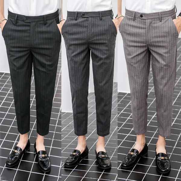 men's suits & blazers british style striped cropped trousers slim-fit with small feet, youth business casual trousers, suit pants, White;black
men's suits & blazers british style striped cropped trousers slim-fit with small feet, youth business casual trousers, suit pants, White;black