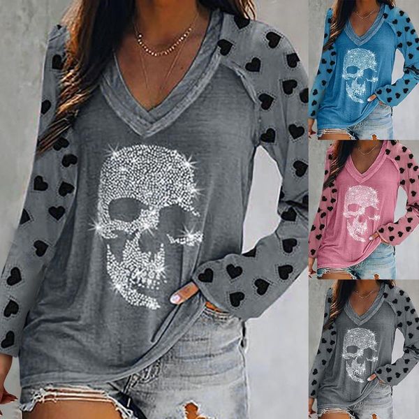 women's t-shirt crop women t shirt casual loved printed patchwork skeleton diamonds pullover o-neck long sleeve blouse y2k oversize, White
women's t-shirt crop women t shirt casual loved printed patchwork skeleton diamonds pullover o-neck long sleeve blouse y2k oversize, White