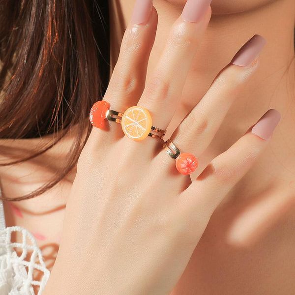 cluster rings 3 pcs/set cute fruit orange lemon plastic resin for women girls gifts gold color metal adjustable opening ring jewelry, Golden;silver
cluster rings 3 pcs/set cute fruit orange lemon plastic resin for women girls gifts gold color metal adjustable opening ring jewelry, Golden;silver