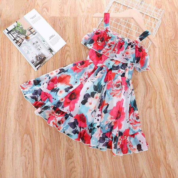 8 style kid girls girl dress princess summer clothes floral printed ruffle off shoulder sleeveless strap children, Red;yellow
8 style kid girls girl dress princess summer clothes floral printed ruffle off shoulder sleeveless strap children, Red;yellow