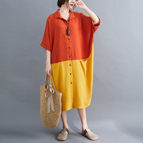 large 2021 summer new korean cotton hemp mm print stitching contrast lapel dress women's fashion, Black;gray
large 2021 summer new korean cotton hemp mm print stitching contrast lapel dress women's fashion, Black;gray