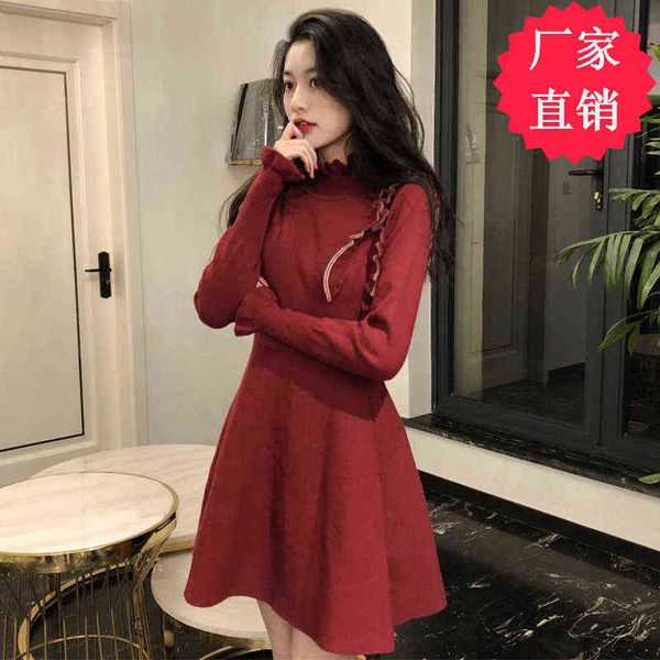 casual dresses 2022 autumn winter sweater ruffle big red year women's dresses, Black;gray
casual dresses 2022 autumn winter sweater ruffle big red year women's dresses, Black;gray