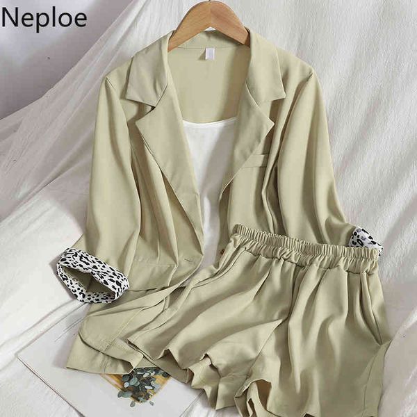 neploe spring women's clothing contrast color leopard print jacket wide-leg shorts base sling 3 piece suit korean chic suit 210422, White 
neploe spring women's clothing contrast color leopard print jacket wide-leg shorts base sling 3 piece suit korean chic suit 210422, White