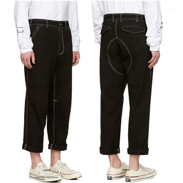 27-44 2021 men's clothing gd hair stylist fashion catwalk pressure line loose white edge casual pants plus size costumes, Black
27-44 2021 men's clothing gd hair stylist fashion catwalk pressure line loose white edge casual pants plus size costumes, Black