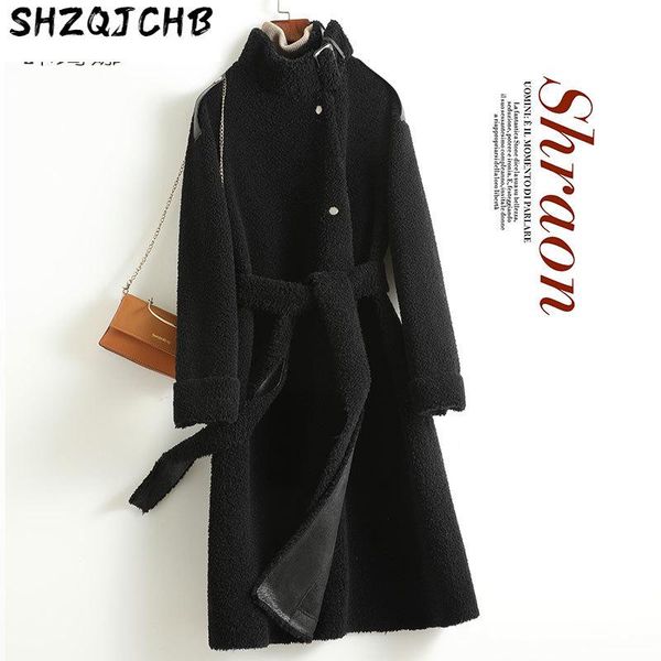women's fur & faux shzq winter composite one-piece coat solid color lace up wool women, Black
women's fur & faux shzq winter composite one-piece coat solid color lace up wool women, Black