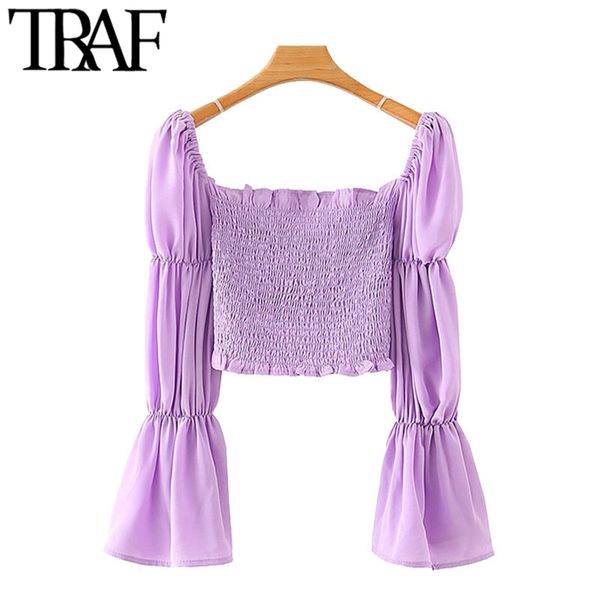 traf women fashion elastic smocked ruffled cropped blouses vintage square collar long sleeve female shirts chic 210730, White
traf women fashion elastic smocked ruffled cropped blouses vintage square collar long sleeve female shirts chic 210730, White