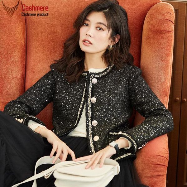 jacket short women's small fragrance women 2021 autumn british style round neck black slim tweed jackets, Black;brown
jacket short women's small fragrance women 2021 autumn british style round neck black slim tweed jackets, Black;brown