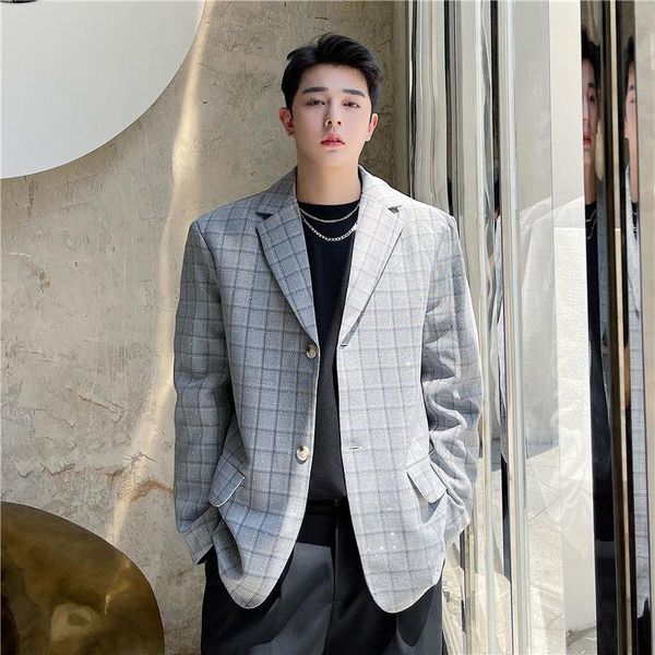 men's suits & blazers wear tide koean casual drilling plaid suit coat for male 2021 autumn loose simple long sleeve, White;black
men's suits & blazers wear tide koean casual drilling plaid suit coat for male 2021 autumn loose simple long sleeve, White;black