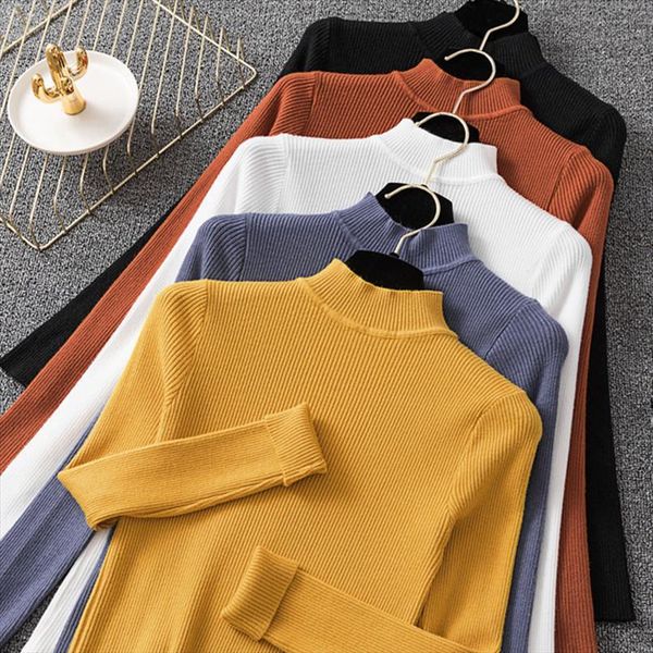 spring autumn women pullovers womens sweaters knitted elastic casual jumper solid color slim turtleneck warm female basic, White;black
spring autumn women pullovers womens sweaters knitted elastic casual jumper solid color slim turtleneck warm female basic, White;black