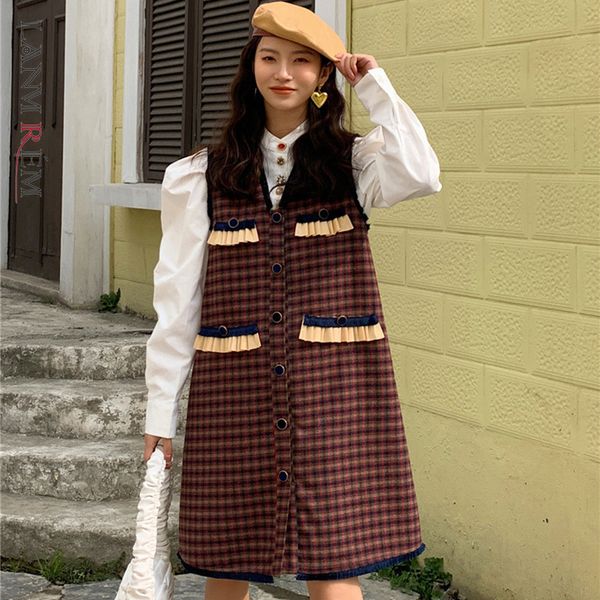 women's ruffled plaid single breasted vest dress v-neck sleeveless loose fit fashion trend spring autumn 2e1182 210507, Black;gray
women's ruffled plaid single breasted vest dress v-neck sleeveless loose fit fashion trend spring autumn 2e1182 210507, Black;gray