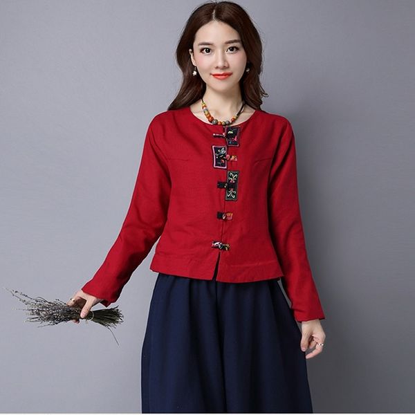 chinese style clothing women blouses 2021 cotton linen shirts ladies chinese casual vintage long sleeve tang suit 12202, Red
chinese style clothing women blouses 2021 cotton linen shirts ladies chinese casual vintage long sleeve tang suit 12202, Red