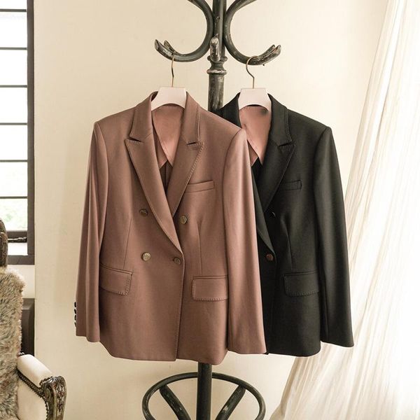 women's suits & blazers vintage double breasted blazer women solid office lady notched fall coats simple elegant autumn outerwear 2021, White;black
women's suits & blazers vintage double breasted blazer women solid office lady notched fall coats simple elegant autumn outerwear 2021, White;black