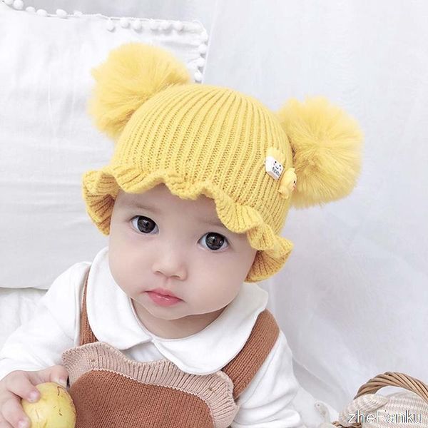 born baby kids girls boys winter warm knit hat furry balls pompom solid cute lovely beanie cap gifts cap1, Yellow
born baby kids girls boys winter warm knit hat furry balls pompom solid cute lovely beanie cap gifts cap1, Yellow