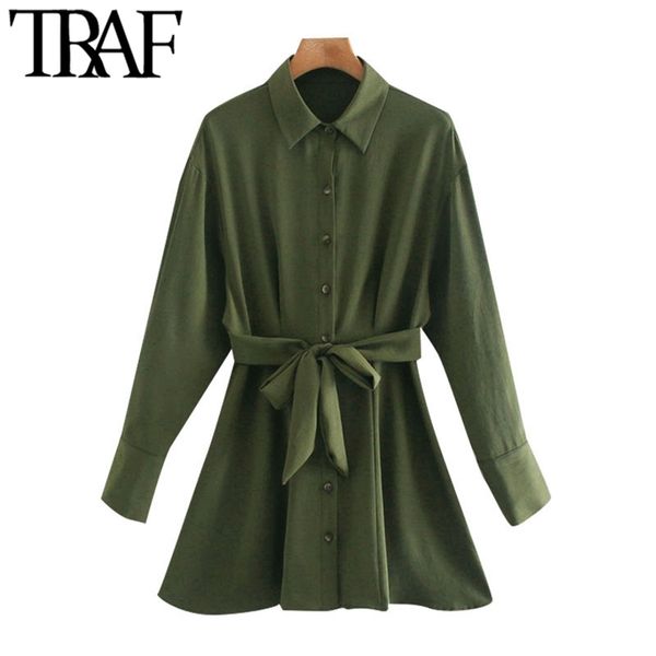 women chic fashion with belt button-up mini shirt dress vintage long sleeve elastic waist female dresses mujer 210507, Black;gray
women chic fashion with belt button-up mini shirt dress vintage long sleeve elastic waist female dresses mujer 210507, Black;gray