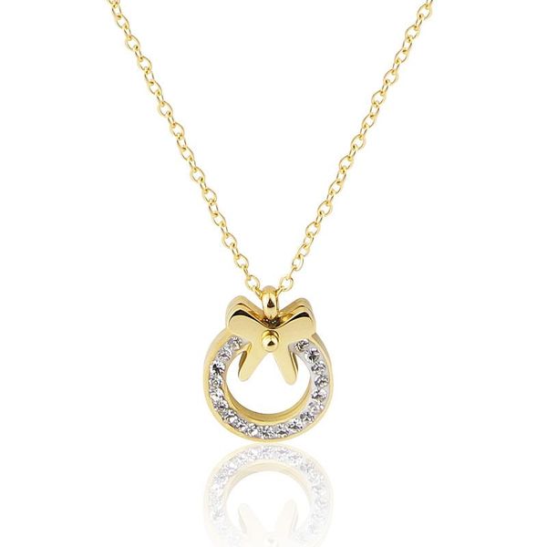 chains fashion bow crystal circle pendant necklace stainless steel for women gift jewelry wholesale, Silver
chains fashion bow crystal circle pendant necklace stainless steel for women gift jewelry wholesale, Silver