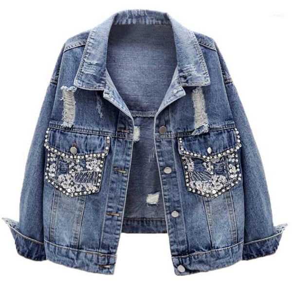 heavy industry diamond beaded hole denim jacket women short loose bf style spring and autumn jeans coat1, Black;brown
heavy industry diamond beaded hole denim jacket women short loose bf style spring and autumn jeans coat1, Black;brown