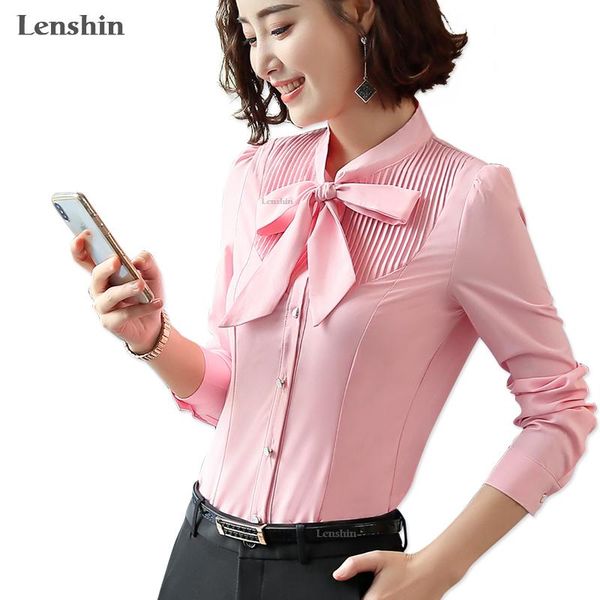women's blouses & shirts lenshin front tie for women candy color pleated blouse work wear office lady bow female ruffle chemise, White
women's blouses & shirts lenshin front tie for women candy color pleated blouse work wear office lady bow female ruffle chemise, White