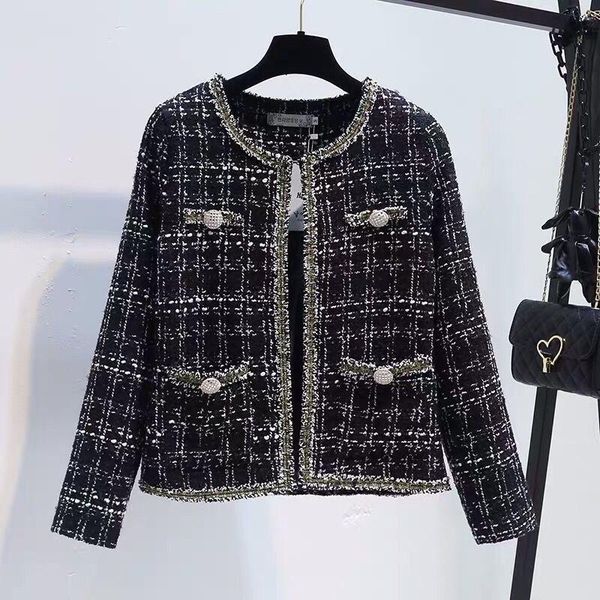 women's jackets 2021 spring small fragrance temperament plaid autumn and winter slim cardigan all-match tweed jacket, Black;brown
women's jackets 2021 spring small fragrance temperament plaid autumn and winter slim cardigan all-match tweed jacket, Black;brown