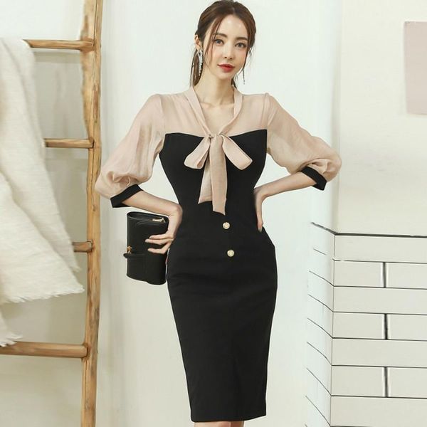 winter bowknot puff sleeve color patchwork pencil bodycon midi vestidos women's ol office dress casual dresses, Black;gray
winter bowknot puff sleeve color patchwork pencil bodycon midi vestidos women's ol office dress casual dresses, Black;gray