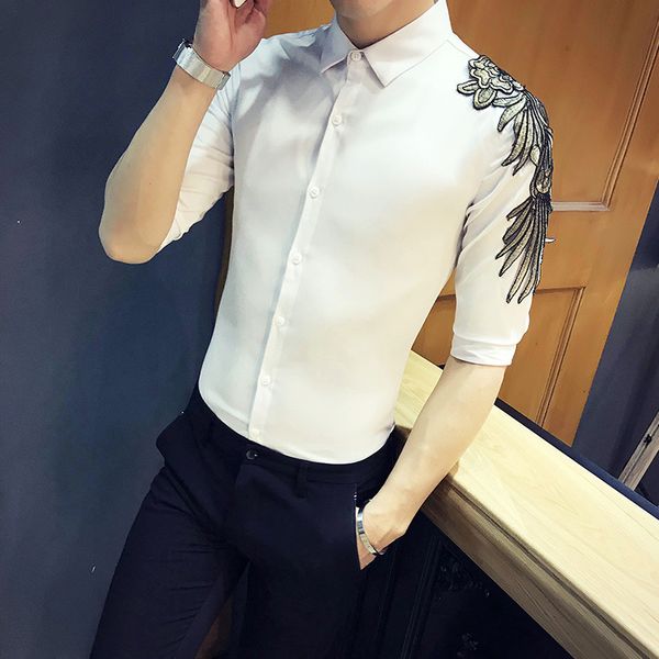 men's casual shirts summer half-sleeve shirt brand fashion wing decoration of fine fit streetwear prom tuxedo 3xl 7jw3, White;black
men's casual shirts summer half-sleeve shirt brand fashion wing decoration of fine fit streetwear prom tuxedo 3xl 7jw3, White;black