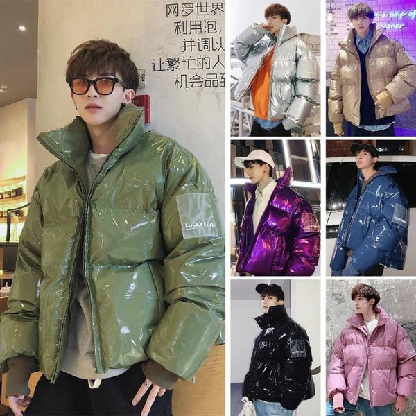 men's down & parkas winter collar loose bright leather fabric jacket wind thick warm coat men women couple purple cotton clothing, Black
men's down & parkas winter collar loose bright leather fabric jacket wind thick warm coat men women couple purple cotton clothing, Black