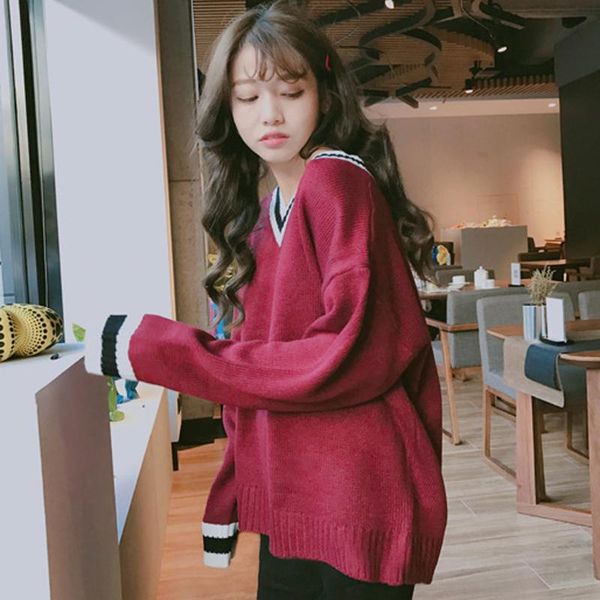 women's sweaters spring autumn knitted sweet korean preppy style clothing fashion brand full sleeve v-neck patchwork, White;black
women's sweaters spring autumn knitted sweet korean preppy style clothing fashion brand full sleeve v-neck patchwork, White;black