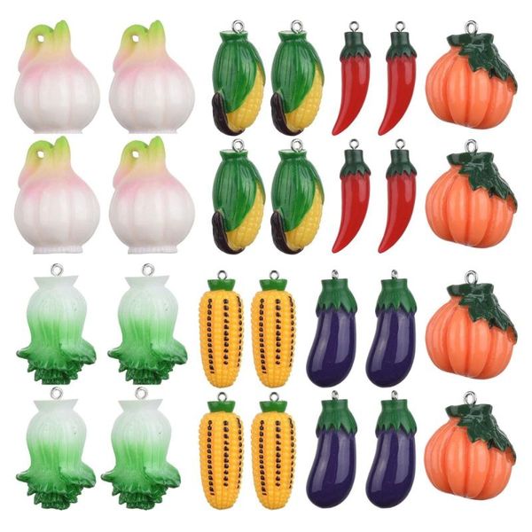 charms 28pcs/box resin imitation food pendants cabbage pepper eggplant corn for diy handmade jewelry making necklace accessories, Bronze;silver
charms 28pcs/box resin imitation food pendants cabbage pepper eggplant corn for diy handmade jewelry making necklace accessories, Bronze;silver