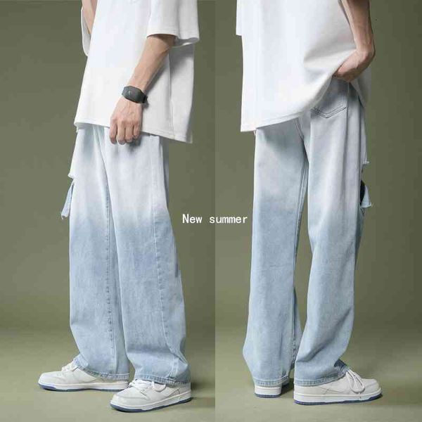 men's jeans summer men ripped hole straight pants teenager casual gradident kpop clothes hip hop wide leg long trousers 1owl, Blue
men's jeans summer men ripped hole straight pants teenager casual gradident kpop clothes hip hop wide leg long trousers 1owl, Blue