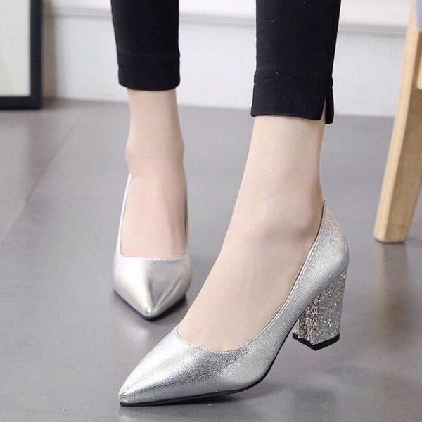 dress shoes womens high heels sequins thick high-heeled patent leather pumps shallow mouth pointed toe luxury women, Black
dress shoes womens high heels sequins thick high-heeled patent leather pumps shallow mouth pointed toe luxury women, Black