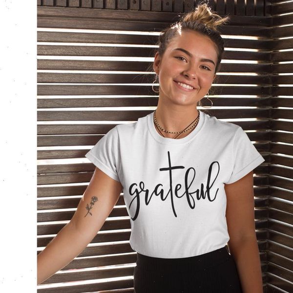womens t shirts grateful letter print shirt christian church thanksgiving tee casual thankful blessed tshirt, White
womens t shirts grateful letter print shirt christian church thanksgiving tee casual thankful blessed tshirt, White