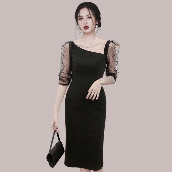llzacoosh fashion celebrity women vintage black puff sleeve party dress midi short slash neck patchwork sheath dresses 210514, Black;gray
llzacoosh fashion celebrity women vintage black puff sleeve party dress midi short slash neck patchwork sheath dresses 210514, Black;gray
