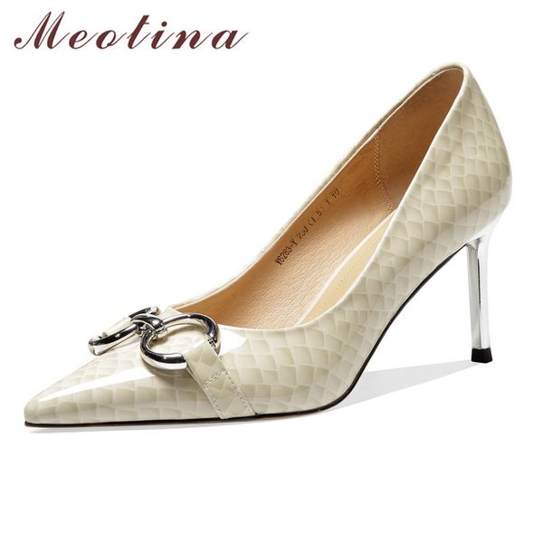 meotina thin heels genuine leather shoes women metal decoration pointed toe pumps shallow office footwear lady high heel shoes 210520, Black
meotina thin heels genuine leather shoes women metal decoration pointed toe pumps shallow office footwear lady high heel shoes 210520, Black