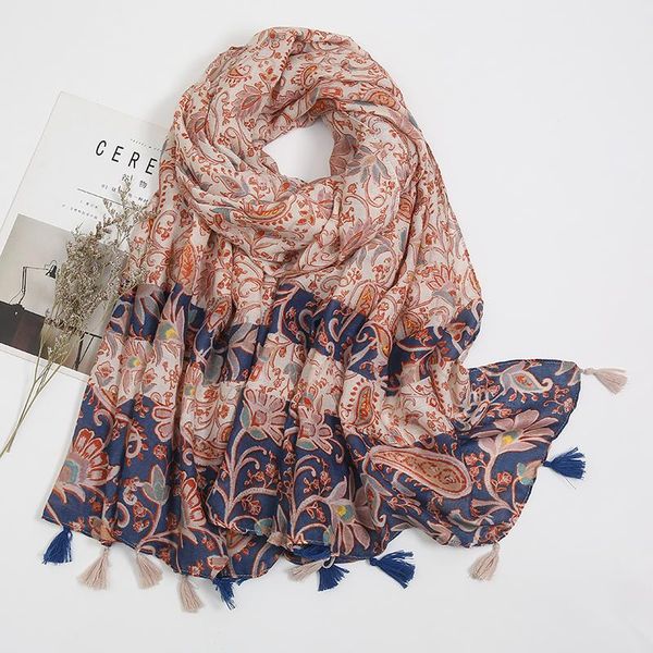 scarves 2021 arrival floral printed scarf women hijabs cotton linen ladies shawls fashion muslim turban female spring 180*90cm, Blue;gray 
scarves 2021 arrival floral printed scarf women hijabs cotton linen ladies shawls fashion muslim turban female spring 180*90cm, Blue;gray