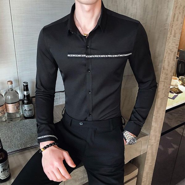 men's casual shirts english style straps modified long sleeve tuxedo suit man's shirt, White;black
men's casual shirts english style straps modified long sleeve tuxedo suit man's shirt, White;black