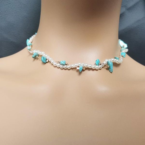 chains bohemian double layers twist pearl choker necklace for women collares beach jewelry, Silver
chains bohemian double layers twist pearl choker necklace for women collares beach jewelry, Silver