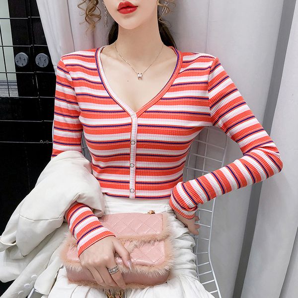 women's polos c long-sleeved t-shirt female autumn style rainbow v-neck slim fit stripes base shirt underwear shor mw84, White
women's polos c long-sleeved t-shirt female autumn style rainbow v-neck slim fit stripes base shirt underwear shor mw84, White