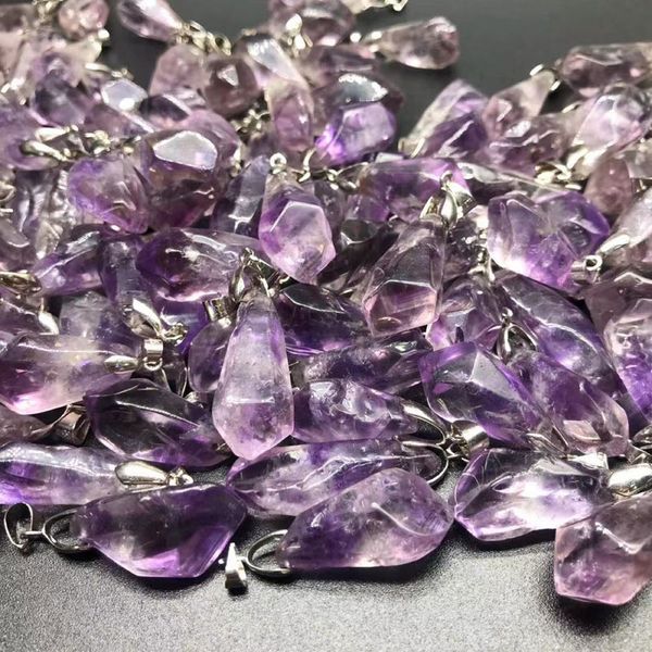 irregular natural original purple crystal stone energy pendant necklaces for women men yoga jewelry with rope chain, Silver
irregular natural original purple crystal stone energy pendant necklaces for women men yoga jewelry with rope chain, Silver