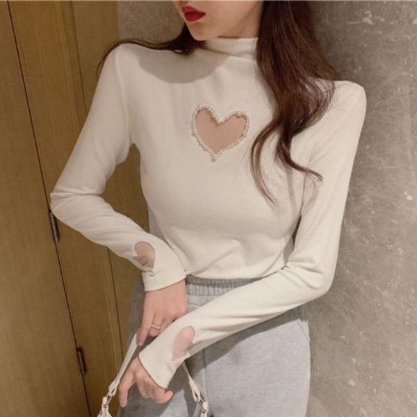 sweet gentle fairy 2021 korean preppy style vintage mori girl heart pattern bottoming shirt slim kawaii offiec lady women's t-shirt, White
sweet gentle fairy 2021 korean preppy style vintage mori girl heart pattern bottoming shirt slim kawaii offiec lady women's t-shirt, White