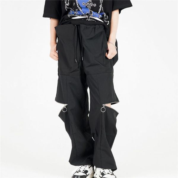 men's pants pant for men women knee zipper open design fashion hip hop oversized streetwear cargo drawstrings trousers, Black
men's pants pant for men women knee zipper open design fashion hip hop oversized streetwear cargo drawstrings trousers, Black
