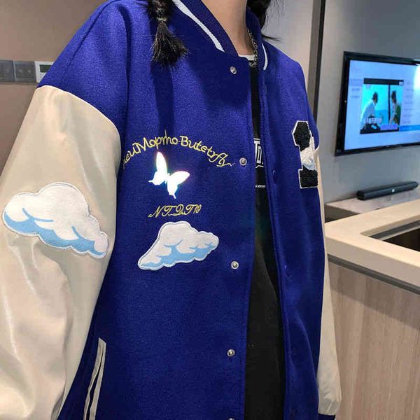 women's jackets spring and autumn fried street couple jacket female white cloud embroidery stitching pu leather baseball uniform 6bnh, Black;brown
women's jackets spring and autumn fried street couple jacket female white cloud embroidery stitching pu leather baseball uniform 6bnh, Black;brown