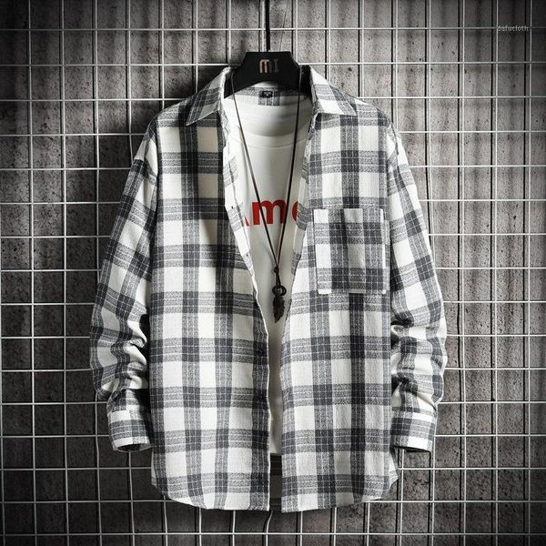 men's casual shirts summer shirt versatile plaid long sleeve coat dress fashion, White;black
men's casual shirts summer shirt versatile plaid long sleeve coat dress fashion, White;black