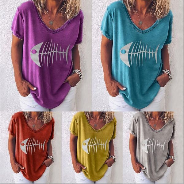 women clothes t-shirt summer fish head casual shirts letter print short sleeve round collar tees street fashion blusas camis vest b5784, White
women clothes t-shirt summer fish head casual shirts letter print short sleeve round collar tees street fashion blusas camis vest b5784, White