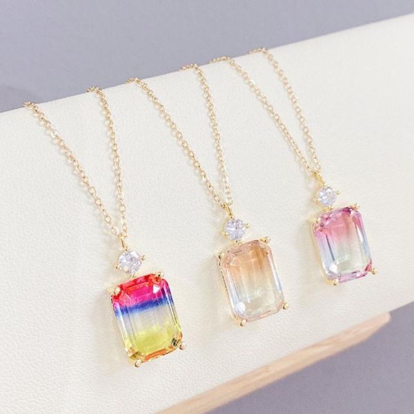 chains botu 2021 colorful square zircon color pendant necklace female micro-inlaid real gold plating jewelry for women bijoux, Silver
chains botu 2021 colorful square zircon color pendant necklace female micro-inlaid real gold plating jewelry for women bijoux, Silver