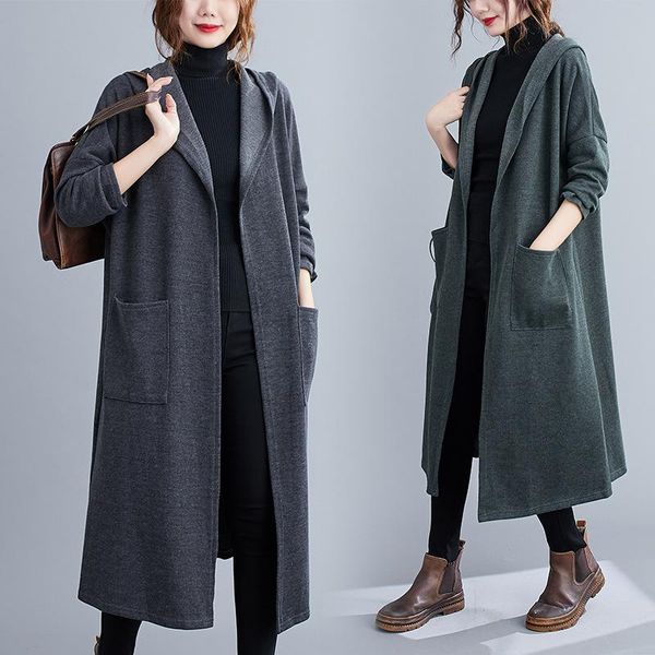 women's wool & blends jacket 2021 autumn winter fashion temperament ribbed brushed loose mid-length windbreaker hooded cardigan coat, Black
women's wool & blends jacket 2021 autumn winter fashion temperament ribbed brushed loose mid-length windbreaker hooded cardigan coat, Black