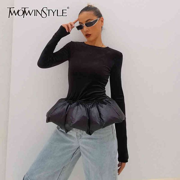 twowinsyle black patchwork bud hem shirt for women o neck long sleeve velour slim shirts female spring fashion style 210423, White
twowinsyle black patchwork bud hem shirt for women o neck long sleeve velour slim shirts female spring fashion style 210423, White