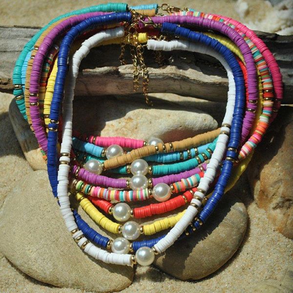 bangle necklace bohemian polymer clay 6mm bead round flat women's jewelry colorful soft clavicle chain, Black
bangle necklace bohemian polymer clay 6mm bead round flat women's jewelry colorful soft clavicle chain, Black